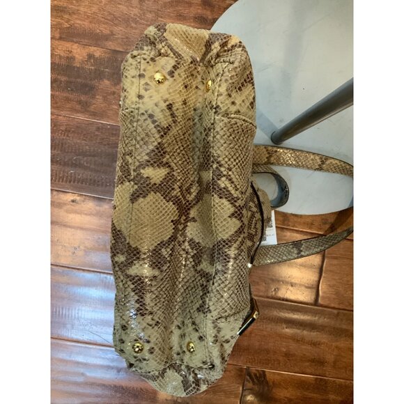 Michael Kors Tan Brown Python Pattern Leather Large Purse Bag - Picture 8 of 9